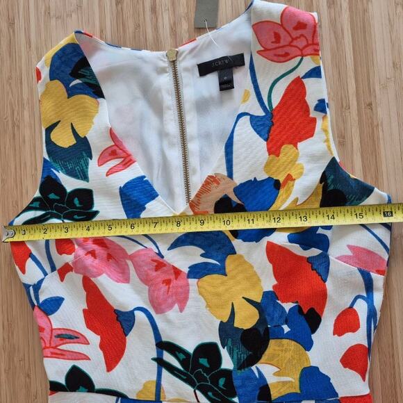 NWT J.Crew Linen V-neck Sleeveless Short A-line Dress in Morning Floral, size 0 - Picture 6 of 10